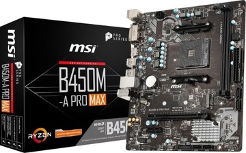 Материнская плата MSI B450M-A Pro MAX Micro ATX AMD AM4 DDR4 M. 2 NVMe USB 3.1