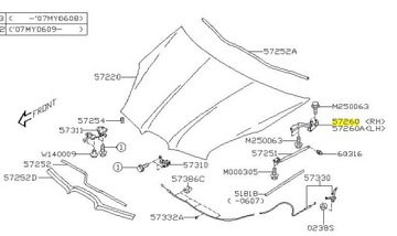 ЗАВЕСА КАПОТА SUBARU TRIBECA B9 ПРАВАЯ ORYGI 2004-06