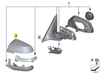 BMW F06 F01 F12 F13 F10 КОРПУС ЗЕРКАЛА ЛЕВАЯ OE