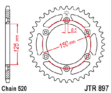 ЗУБЧАТКА ЗАДНЯЯ JT 52Z 520 KTM 350 EXC-F/XC-W/XCF-W