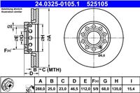 ATE ДИСК ТОРМОЗНОЙ ПЕРЕДНЯЯ 288X25 V POWER DISC AUDI A4 B5 94-/A4 B7