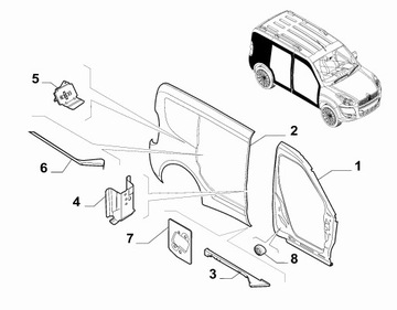 FIAT DOBLO II OPEL COMBO D КРЫЛО ЗАДНИЙ ЗАД ОБШИВКА ПРАВОЕ