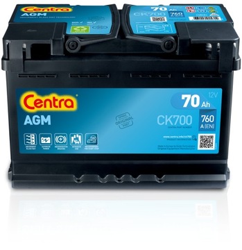 АККУМУЛЯТОР CENTRA 70AH 760A AGM СТОП GO AGM CK700 MOŻLIWY DOWÓZ МОНТАЖ