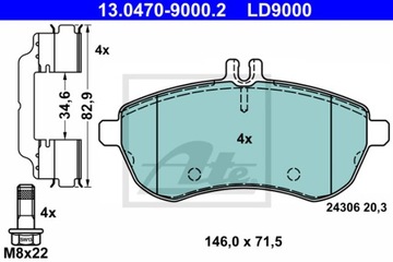 КОЛОДКИ ТОРМОЗНЫЕ ATE CERAMIC ATE 13.0470-9000.2