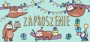 ZAPROSZENIE LENIWIEC КОМПЛЕКТ 5 ШТУКИ ВМЕСТЕ Z KOPERTAMI