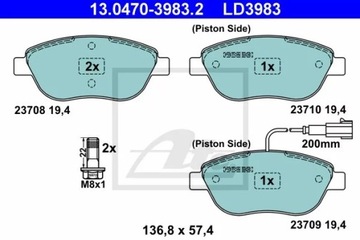 ATE 13.0470-3983.2 КОМПЛЕКТ КОЛОДОК ШАЛЬМІВНИХ, ГАЛЬМА TARCZOWE