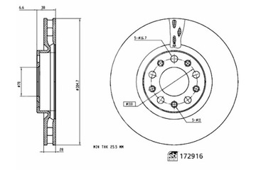 FEBI BILSTEIN ДИСКИ ТОРМОЗНЫЕ ТОРМОЗНЫЕ 2 ШТУКИ. ПЕРЕД ALFA ROMEO GIULIA 2.0 2.2D