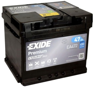 АККУМУЛЯТОР EXIDE PREMIUM 47AH 450A EA472 P+ NAJNOWSZY МОДЕЛЬ !