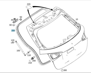 УПЛОТНИТЕЛЬ КРЫШКИ БАГАЖНИКА ЗАДНЕЙ MERCEDES A CLASS W177