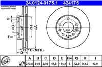 ATE ДИСК ТОРМОЗНОЙ ПЕРЕДНЯЯ 274X24 V MAZDA 323 VI 98-/6 I 02-/626 V 98-