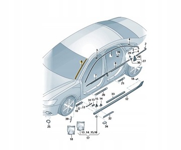 УПЛОТНИТЕЛЬ СТЕКЛА ПЕРЕД AUDI A6 C7 4G0854327B ЛЕВАЯ