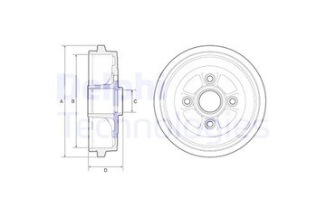 DELPHI БАРАБАНЫ ТОРМОЗНЫЕ 2 ШТУКИ. RENAULT NISSAN SCALA MICRA IV K13 NOTE