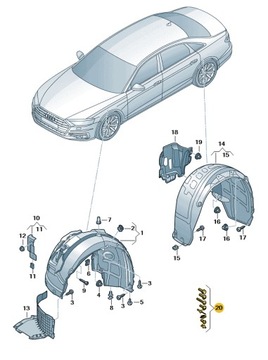 КОМПЛЕКТ ЭЛЕМЕНТОВ MOCUJĄCYCH ПОДКРЫЛОК AUDI A8 D5 ASO ORYGNIAŁ НОВЫЙ 4N0098629