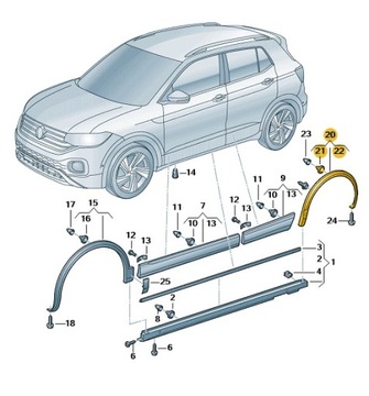 НАКЛАДКА ПОДКРЫЛКА ПРАВАЯ ЗАД VW T-CROSS ОРИГИНАЛ OE