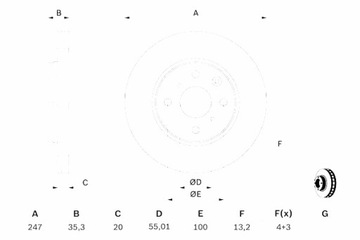 BOSCH ДИСКИ ТОРМОЗНЫЕ ТОРМОЗНЫЕ 2 ШТУКИ. 0986479239 ПЕРЕД TOYOTA AYGO CITROEN C1