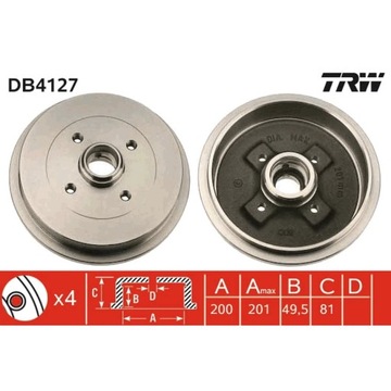 БАРАБАН ТОРМОЗНОЙ TRW DB4127