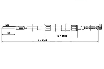 ATE ТРОС ТОРМОЗА РУЧНОГО ЗАД L/P (1748MM) VW GOL