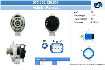 BV PSH ГЕНЕРАТОР RENAULT 120A ГЕНЕРАТОР