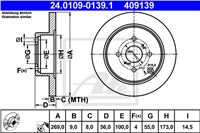 ATE ДИСК ТОРМОЗНОЙ ЗАДНИЙ 269X9 P TOYOTA COROLLA E12 01-/YARIS I 00-/I 99-