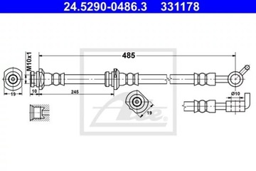 ATE 24.5290-0486.3 ПАТРУБОК ТОРМОЗНОЙ ГИБКИЙ