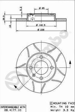 ДИСК ТОРМОЗНОЙ BREMBO 08.4177.75