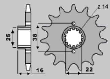 CHT ЗУБЧАТКА ПЕРЕДНЯЯ 2050 14 DUCATI 748/916/944