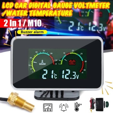 12V 24V 2in1 LCD Car Digital Display Gauge Voltage Pressure Water Te~78784