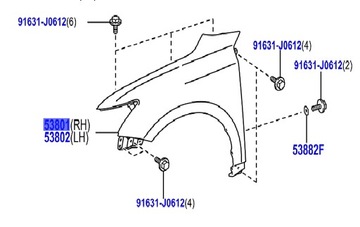 53801-76010 КРЫЛО ПЕРЕДНИЙ ПРАВАЯ LEXUS CT200H