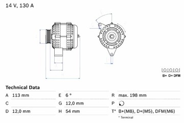 BOSCH ГЕНЕРАТОР SAAB 9-3 9-3X 9-5 1.9D 09.04-02.15