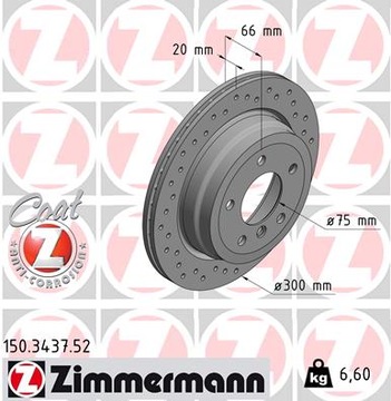 ZIMMERMANN 150.3437.52 ДИСК ТОРМОЗНОЙ