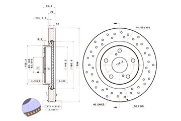 BREMBO ДИСКИ ТОРМОЗНЫЕ ТОРМОЗНЫЕ 2 ШТУКИ. ПЕРФОРИРОВАНЫЕ ПЕРЕД LEXUS ES PONTIAC VIBE