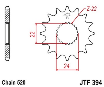 ЗУБЧАТКА ПЕРЕДНЯЯ JTF394-17 17Z РАЗМЕР 520