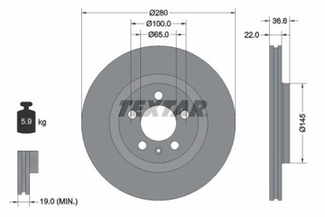 TEXTAR 92082305 ДИСК ТОРМОЗНОЙ