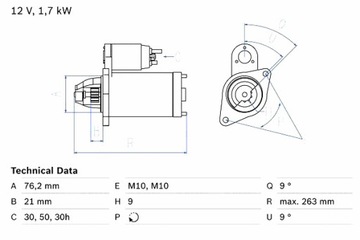 BOSCH СТАРТЕР BMW 5 E34 5 E39 7 E32 7 E38 8 E31 X5 E53 Z8 E52