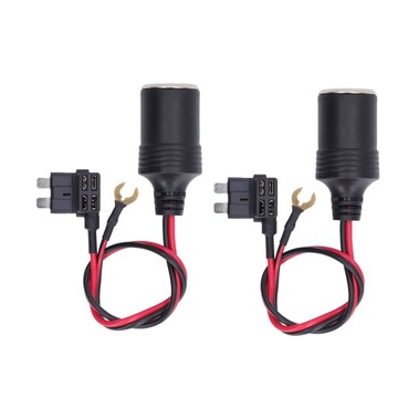 2pcs Female Cigarette Lighter Socket DC 12-24V 8A, Length 30cm for