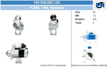 BV PSH СТАРТЕРI HYUNDAI 1.2 KW СТАРТЕР