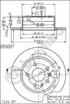 ДИСК ТОРМОЗНОЙ MERCEDES W123 76-85 ЗАД