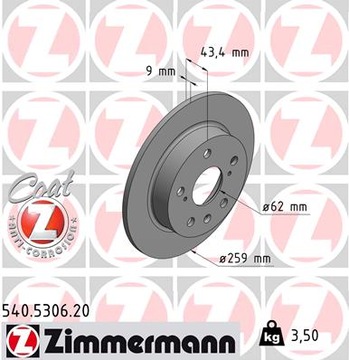 ZIMMERMANN 540.5306.20 ДИСК ТОРМОЗНОЙ