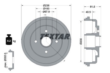 TEXTAR БАРАБАНЫ ТОРМОЗНЫЕ 2 ШТУКИ. ЗАД SUZUKI SWIFT III 1.2 1.3 1.5 02.05-