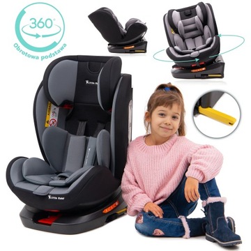 СИДЕНЬЕ АВТОМОБИЛЬНЫЙ ПОВОРОТНОЕ 360° CZARNO-SZARY 0-36 KG GR. 0+/1/2/3 +ISOFIX