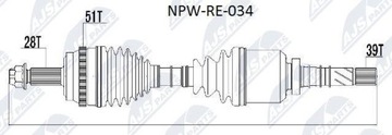 ПОЛУОСЬ ПРИВОДНАЯ RENAULT MASTER II 2.5DCI 01-, OPEL