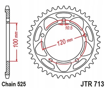 JT ЗУБЧАТКА ЗАДНЯЯ 4447 42 APRILIA TUONO 1000/1100 12-17 (444742JT) (ŁAŃC.525