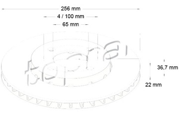 TOPRAN ДИСКИ ТОРМОЗНЫЕ ТОРМОЗНЫЕ 2 ШТУКИ. ПЕРЕД SEAT MII SKODA CITIGO VW UP! 1.0