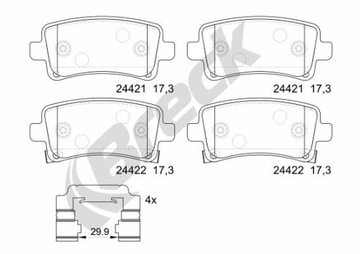 КОЛОДКИ ТОРМОЗНЫЕ ЗАД BRECK 24421 00 704 20