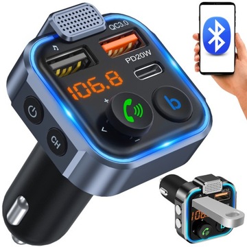 TRANSMITER АВТОМОБИЛЬНЫЙ BLUETOOTH MP3 - QC3.0+TYPE C - 12/24V