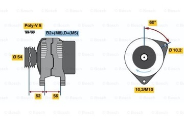 D1F4E0 BOSCH ГЕНЕРАТОР (14V, 100A) ПОДХОДИТ DO: OPEL ASTRA G, ASTRA G CLASSI