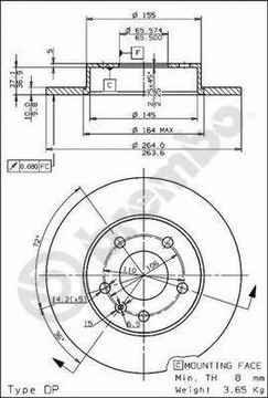 08.7627.75 ДИСК HAM.TYL MAX OPEL ASTRA G 98-