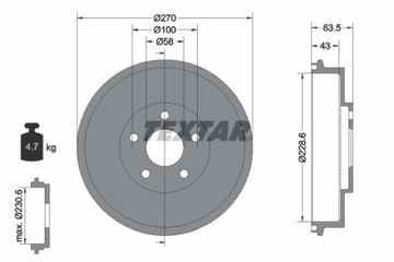 TEXTAR 94031000 БАРАБАН ТОРМОЗНОЙ