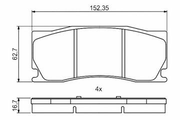 BOSCH КОЛОДКИ ТОРМОЗНЫЕ ПЕРЕД JAGUAR XK II 3.6 4.2 5.0 03.06-07.14