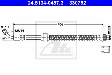 ATE 24.5134-0457.3 ПАТРУБОК ТОРМОЗНОЙ ГИБКИЙ